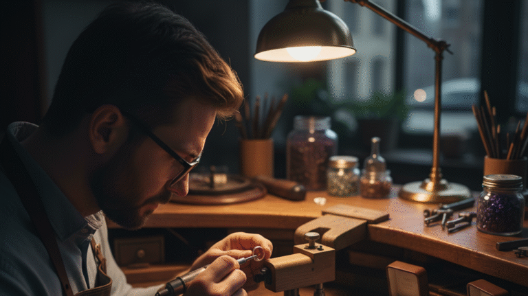 Obraz pokazujący osobę robiącą grawer na pierścionku