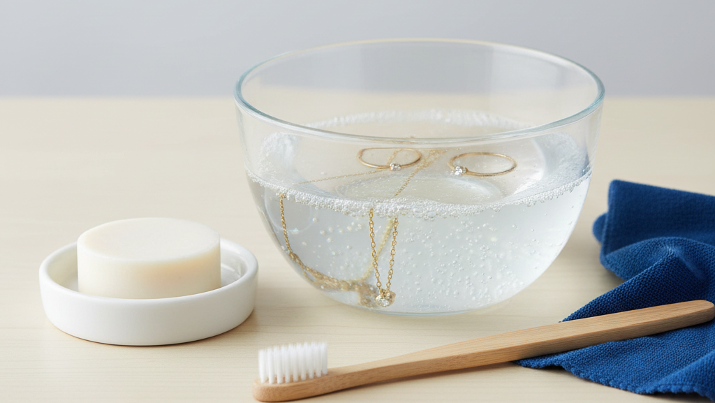 Obraz pokazujący roztwór ciepłej wody z płynem do naczyń i delikatne mydło